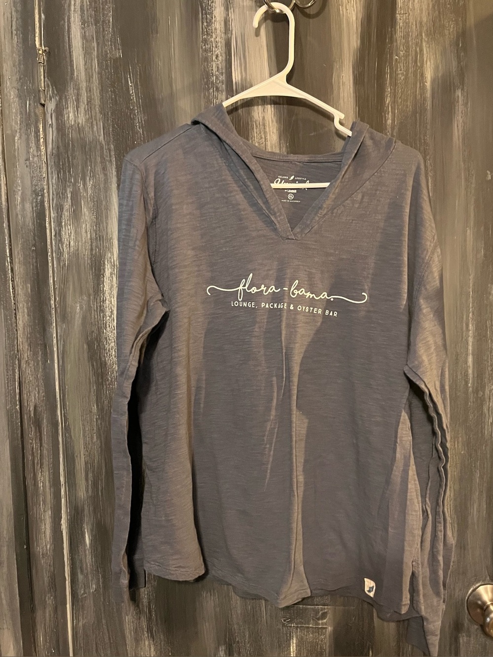 flora-bama Hooded Long Sleeve Tee in Slate Gray